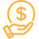 hand and dollar sign icon orange